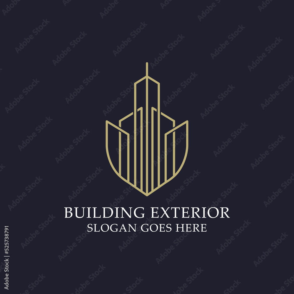 monogram Building exterior logo vector designs. Good for construction, real estate, skyscraper and business company logo monogram Building exterior logo vector designs. Good for construction, real estate, skyscraper and business company logo
