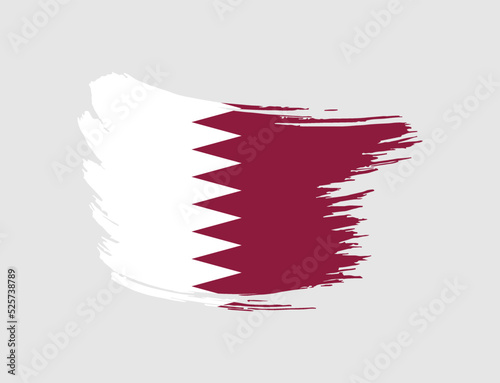 Stain brush painted stroke flag of Qatar on isolated background