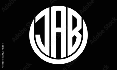 JAB three letter circle logo design vector template.  monogram symbol on black & white.