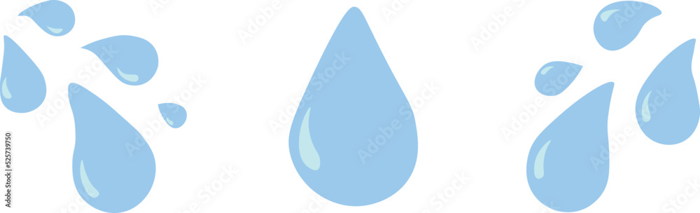 Water drop icon set. Vector blue flat falling rain. Water drop icon set. Vector blue flat falling rain.
