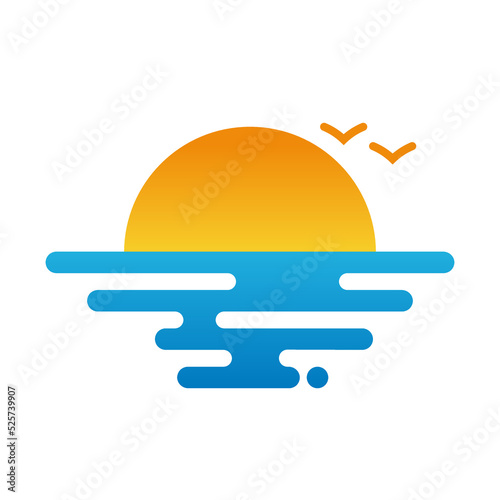Sunset logo icon flat style vector illustration