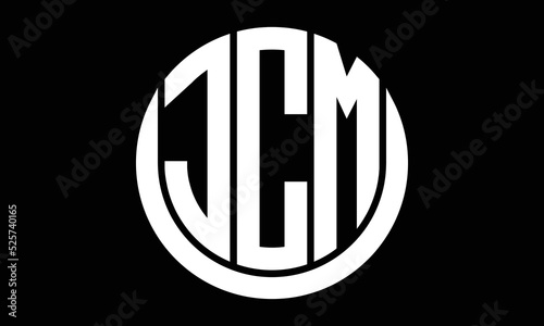 JCM three letter circle logo design vector template.  monogram symbol on black & white.