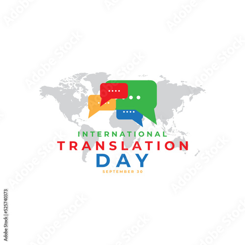 World Translation Day Vector Design Illustration  logo for greeting card  poster  banner  background  with world map