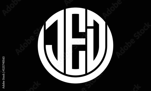 JED three letter circle logo design vector template.  monogram symbol on black & white.