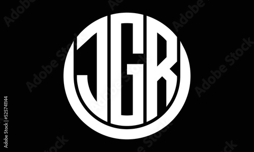 JGR three letter circle logo design vector template.  monogram symbol on black & white.