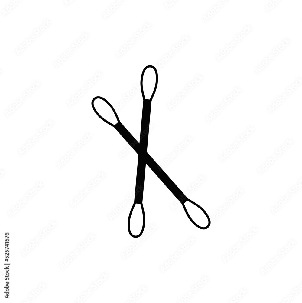 Cotton swabs icon in black flat glyph, filled style isolated on white background Cotton swabs icon in black flat glyph, filled style isolated on white background