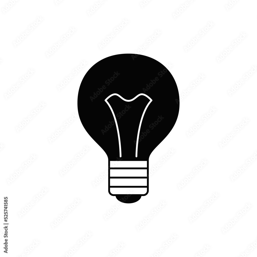bulb icon in black flat glyph, filled style isolated on white background bulb icon in black flat glyph, filled style isolated on white background