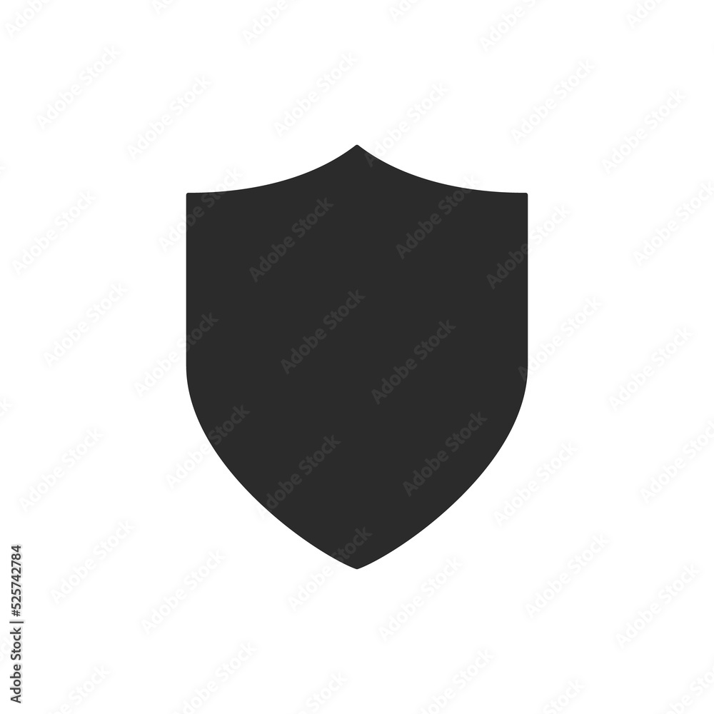 Shield shape silhouette vector. Shield against danger Isolated on white background. Shield shape silhouette vector. Shield against danger Isolated on white background.