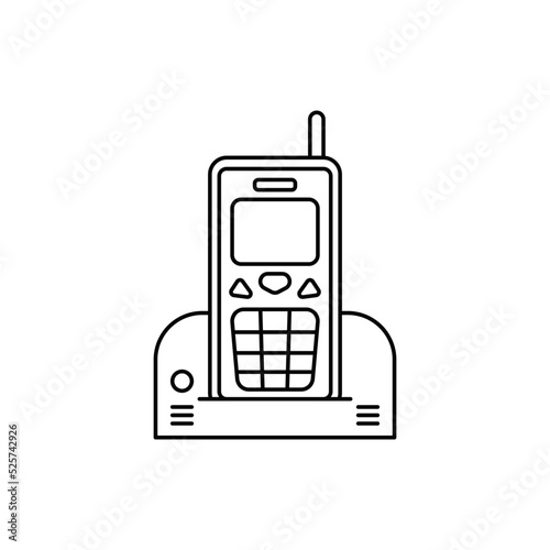 landline phone icon in line style icon, isolated on white background