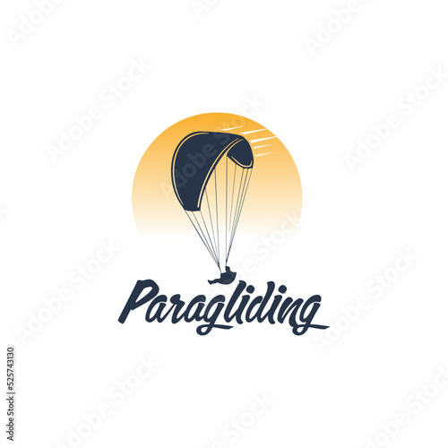 Paragliding mountain adventure logo design template
