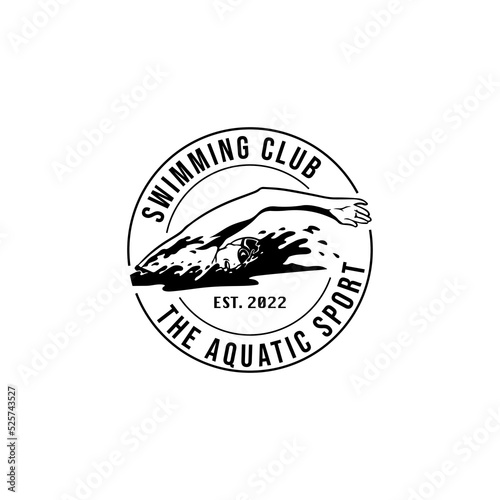 logo of a swimmer. swimming club or swimming school logo design template inspiration