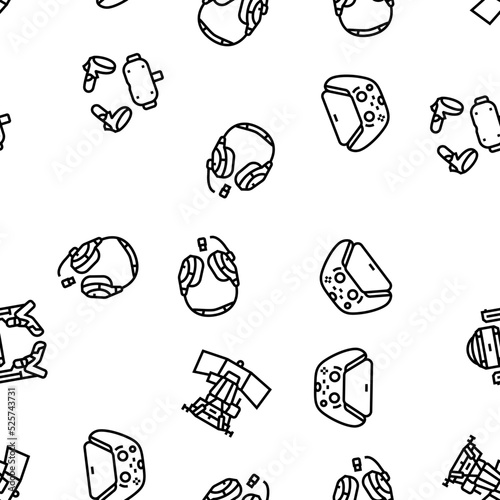 Video Game Electronic And Device vector seamless pattern