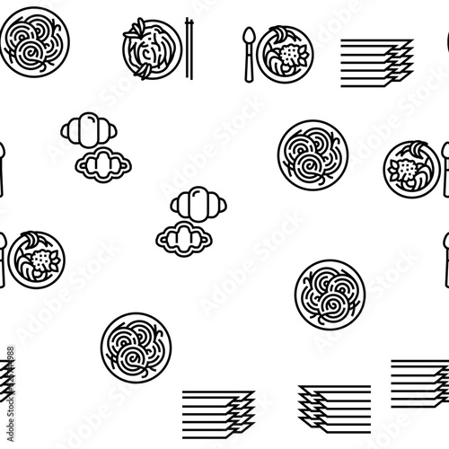 Pasta Delicious Food Meal Cooking vector seamless pattern