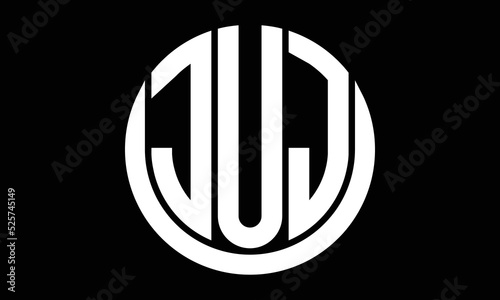 JUJ three letter circle logo design vector template.  monogram symbol on black & white.