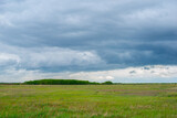 picturesque steppe landscape in summer before rain