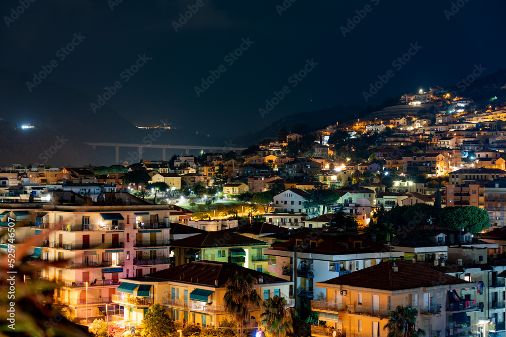 night view of italian small town