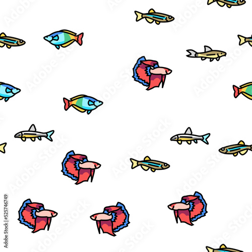 Aquarium Fish Tropical Animal vector seamless pattern