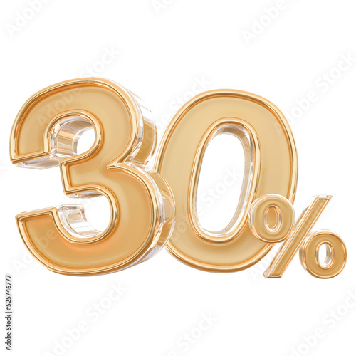 3d number 30 percent golden sale