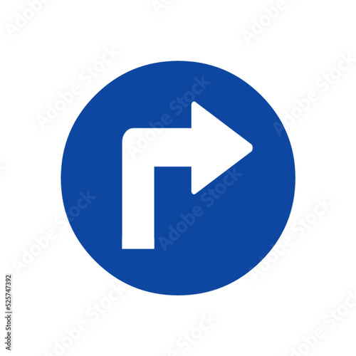 Blue white command sign icon