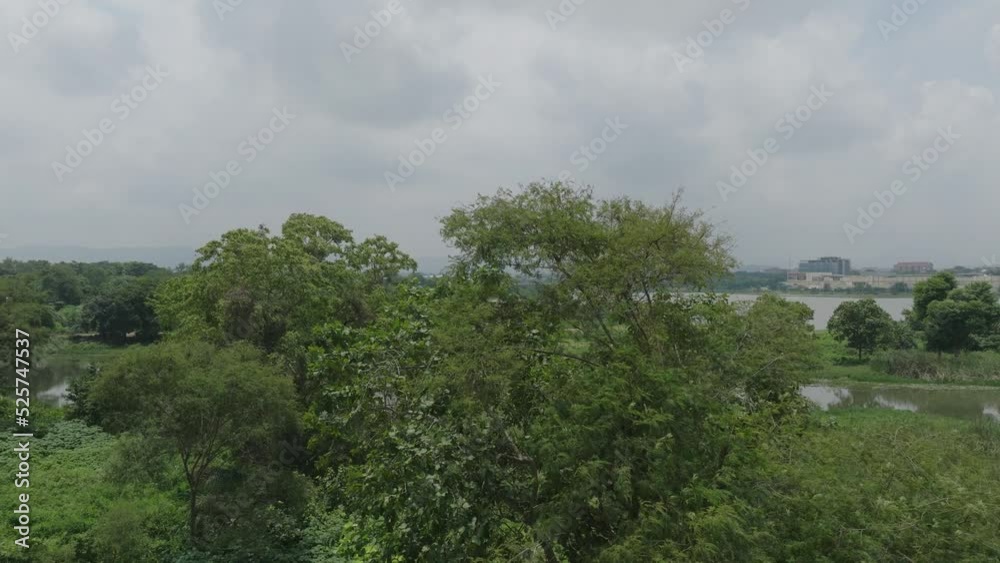 AERIAL - Jabi Lake, Jabi Reservoir, in Abuja, Nigeria, Africa, rising reveal AERIAL - Jabi Lake, Jabi Reservoir, in Abuja, Nigeria, Africa, rising reveal