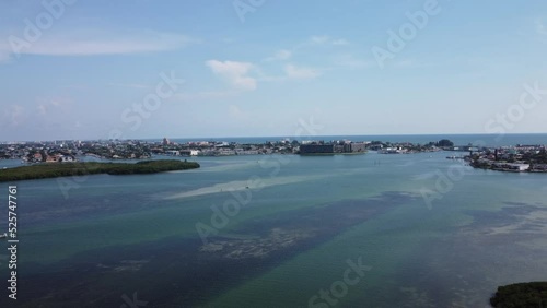 4k aerial drone shot of Boca Ciega Bay.  located on the east of the beaches running along Pinellas County. It has many burier islands comprised Mangroves. photo