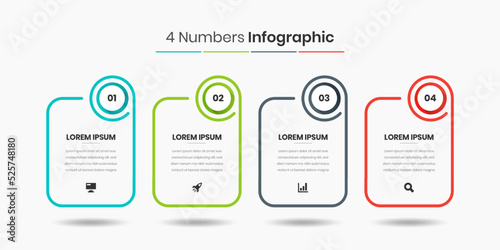 Vector Graphic of Creative Modern Infographic Template Business Concept with 4 Numbers for Presentation, Workflow, Flow Chart, Infographic.