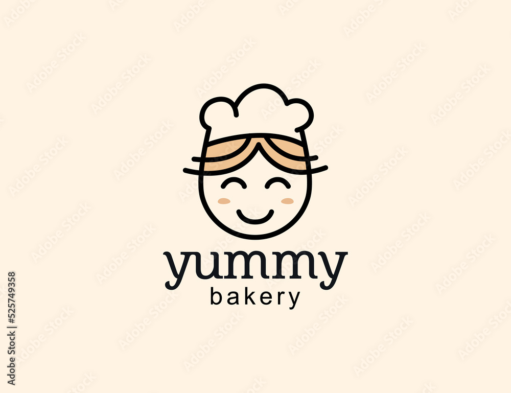 Cute bakery logo design template