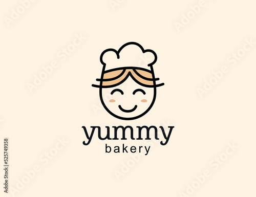 Cute bakery logo design template