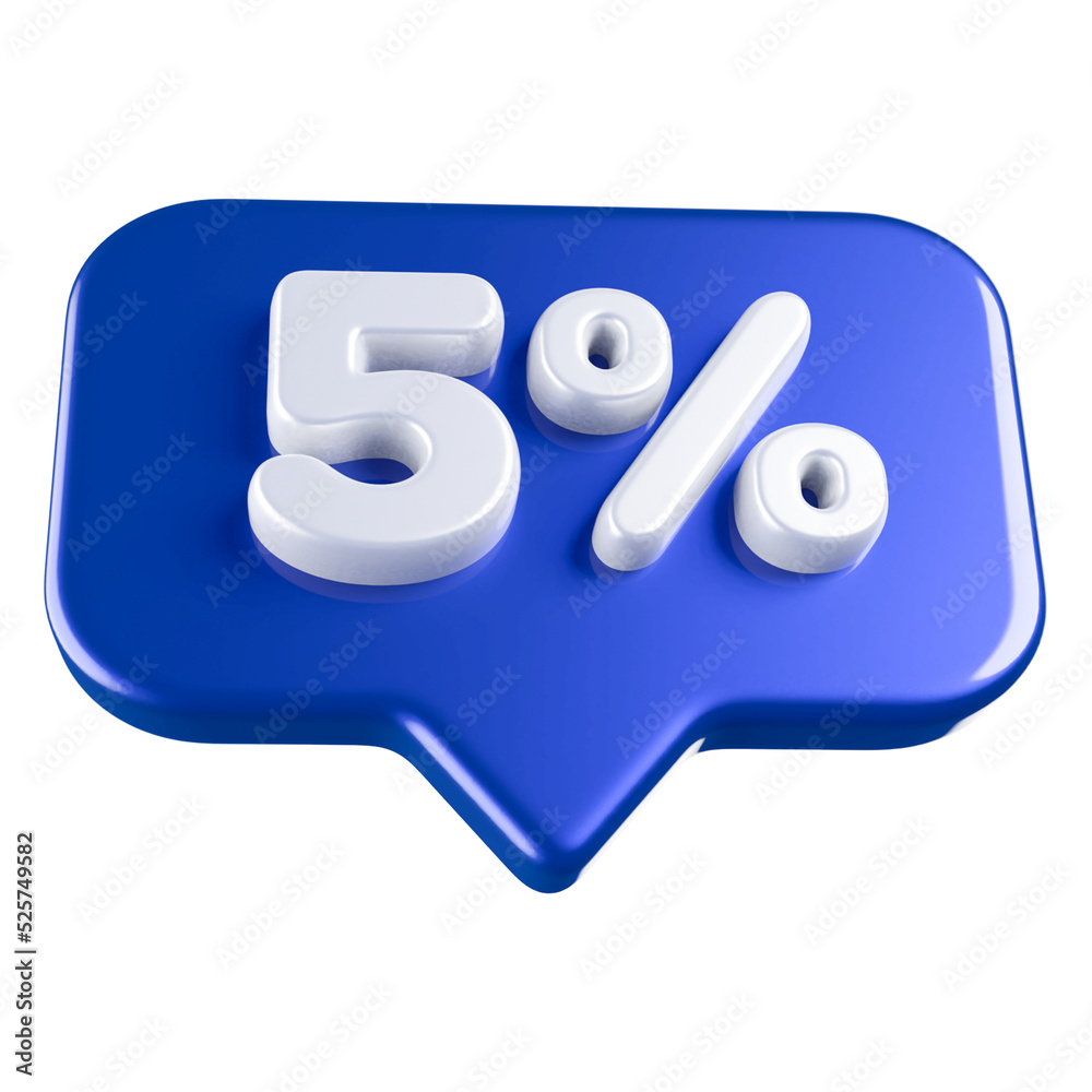 sign 3d number 5 percent blue sign 3d number 5 percent blue