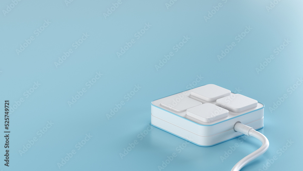 Fototapeta premium Panels with buttons . Push to confirm. Blue background minimalism