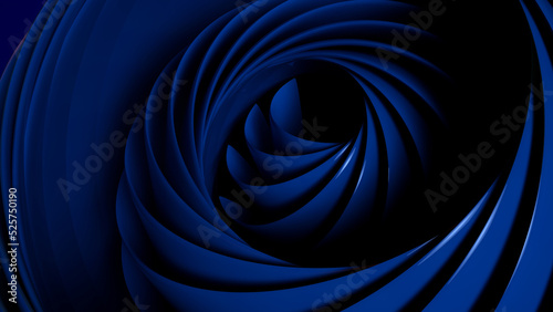 Abstract dark blue shiny swirling background. Background drawing of 3d rendering illustration for design.