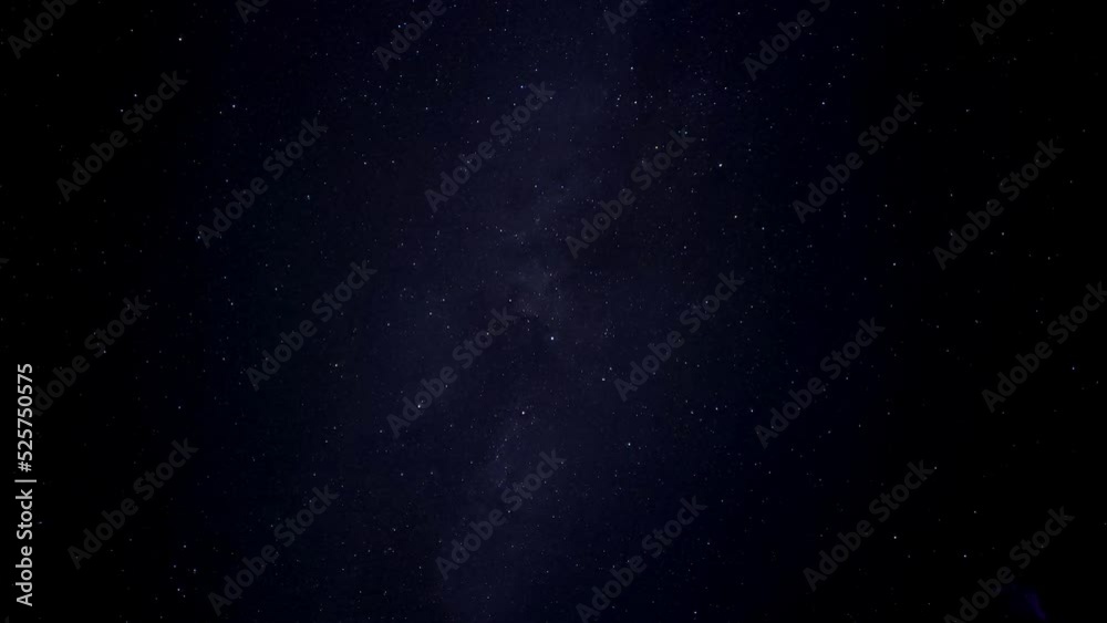 Movement night sky, rotation Milky Way galaxy stars, constellation comets