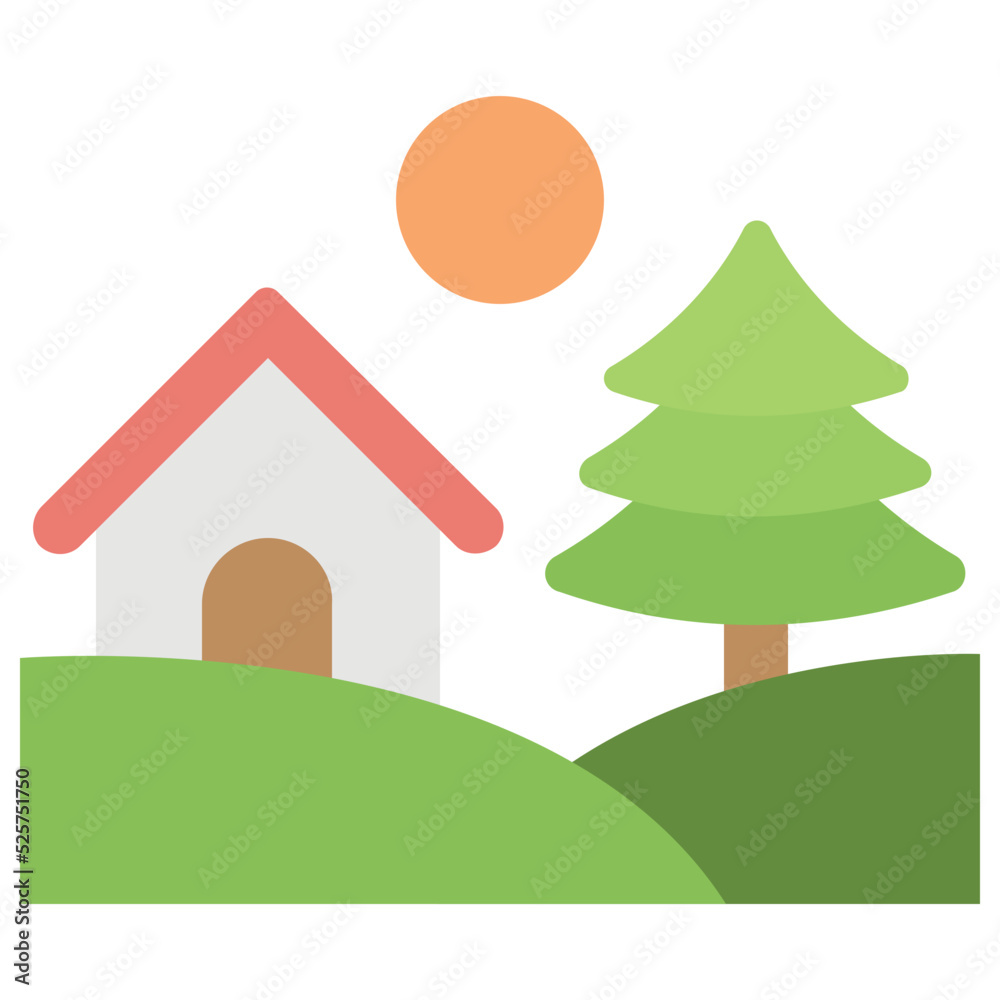 Fototapeta premium Rural House Flat Colored Icon