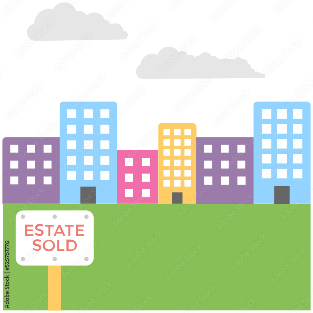 Flats Building Flat Colored Icon Flats Building Flat Colored Icon
