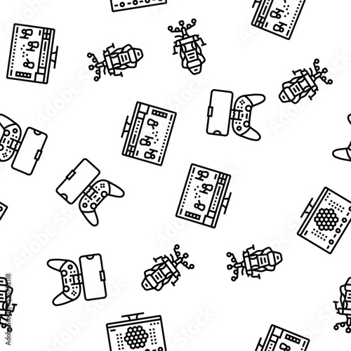 Video Game Electronic And Device vector seamless pattern