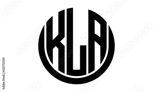 KLA three letter circle logo design vector template.  monogram symbol on black & white.