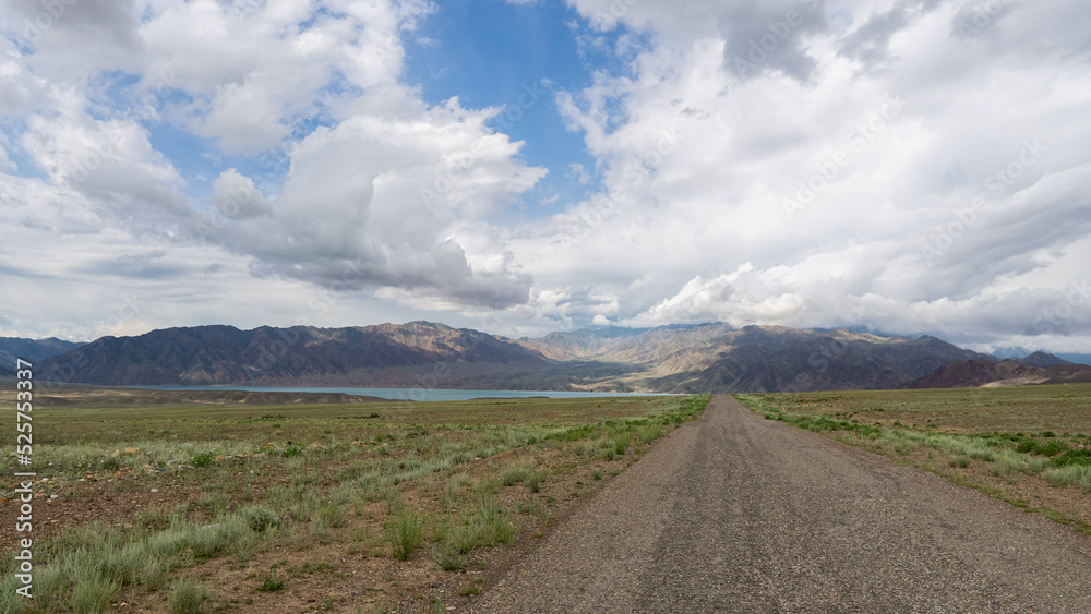 Roads through the mountain plateau. Mountain gorge Roads through the mountain plateau. Mountain gorge