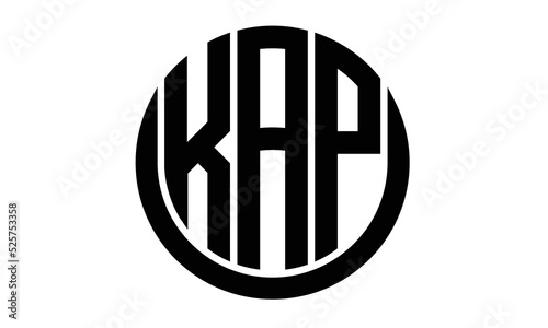 KAP three letter circle logo design vector template.  monogram symbol on black & white.
