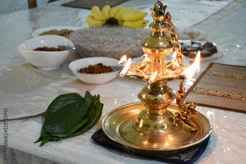 Sri Lankan Sinhala Tamil New year Avurudu Celebrations table at April photo