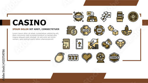 casino slot game jackpot poker landing header vector