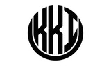 KKI three letter circle logo design vector template. monogram symbol on black & white.