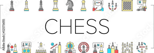 Chess Smart Strategy Game Figure Icons Set Vector
