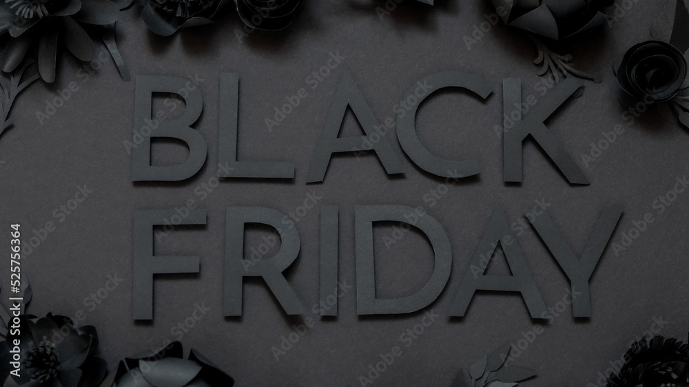 BLack friday concept. Black on black. Cut from paper.