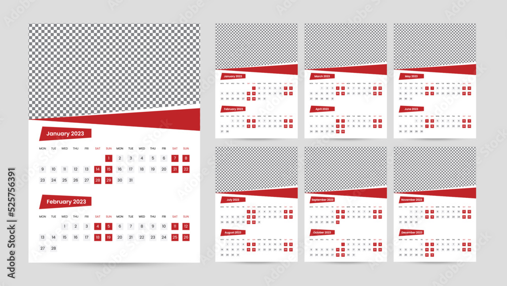 Wall Calendar Template Design for 2023 year, Monthly Creative Calendar