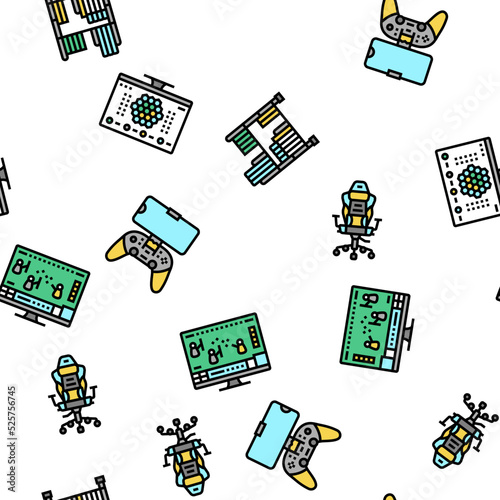 Video Game Electronic And Device vector seamless pattern