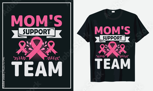 Mom's Support Team Breast Cancer t-shirt design Vector 