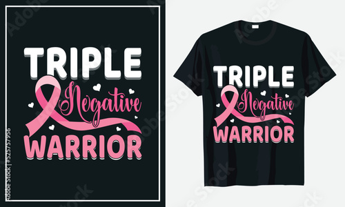 Triple Negative Warrior Breast Cancer t-shirt design Vector