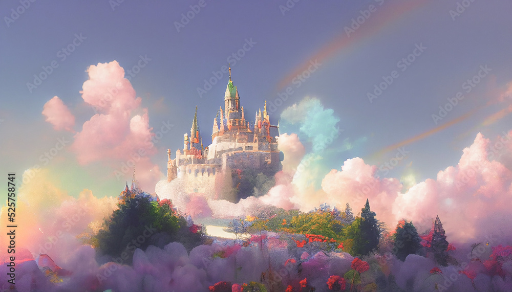 3D illustration Fantasy Castle Wallpaper HD. Beautiful 3D Castle