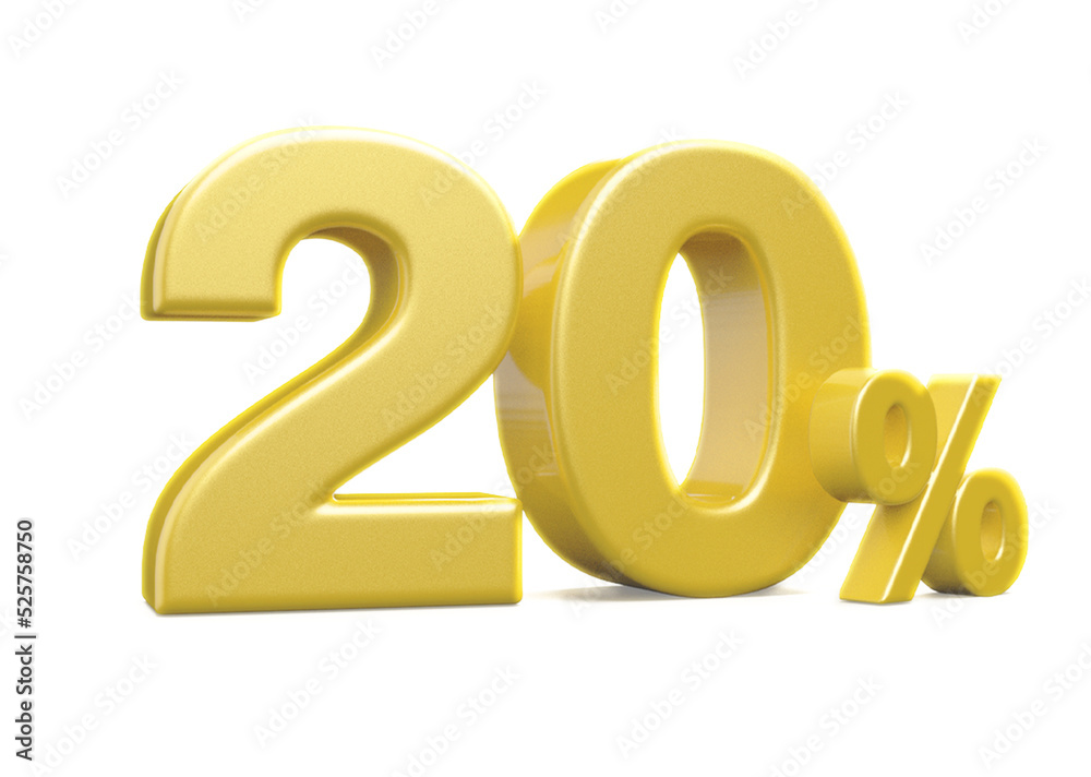 promotion 20 percent number gold 3d render promotion 20 percent number gold 3d render