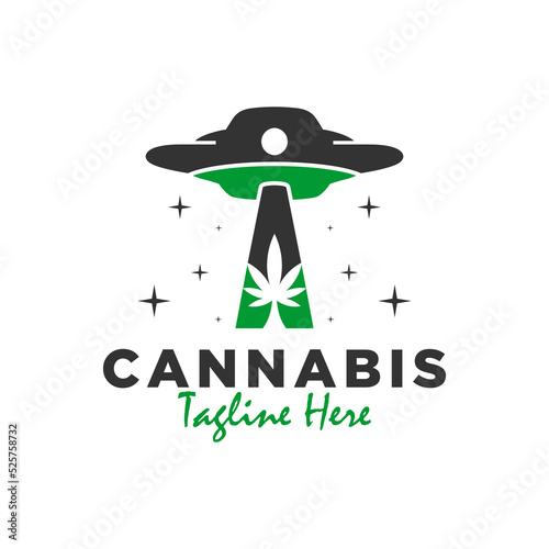 UFO cannabis illustration logo design